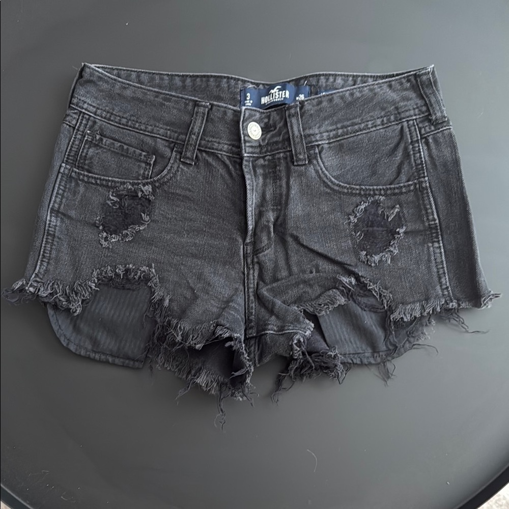 Hollister Black Jean Shorts Distressed Cut-Off